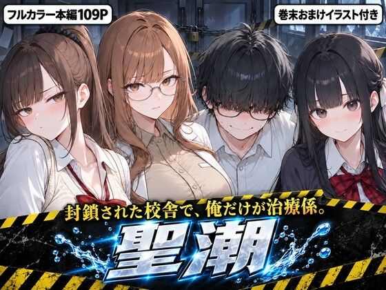 フルページ画像 | 聖潮（せいちょう）―潮を飲まなきゃ死ぬ世界で、非モテの俺が封鎖校舎の女3人を吹かせて救う3日間― by かわいいラボ